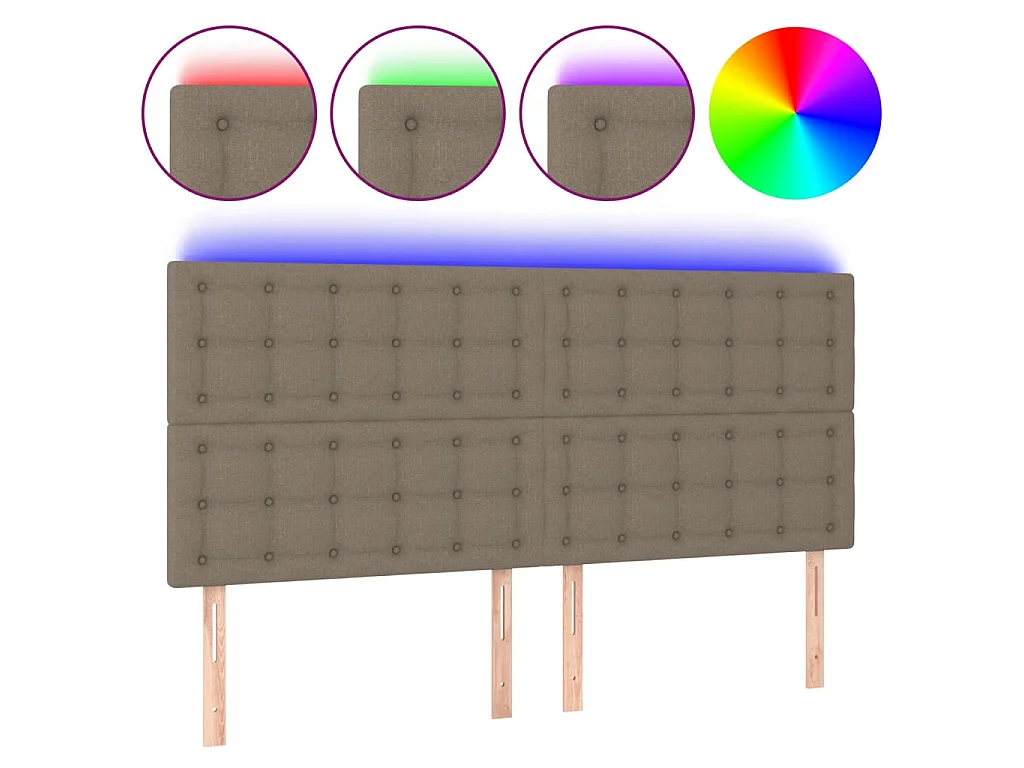 LED Kopfteil,Bettkopfteil Taupe 180x5x118/128 cm Stoff -gkd487212