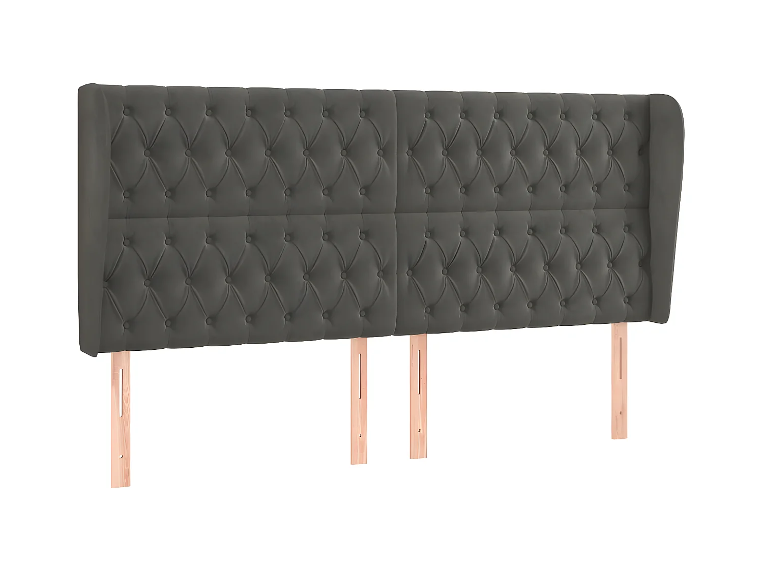 Tête de lit avec oreilles Gris foncé 203x23x118/128 cm Velours POI40526 BonneVie Meuble