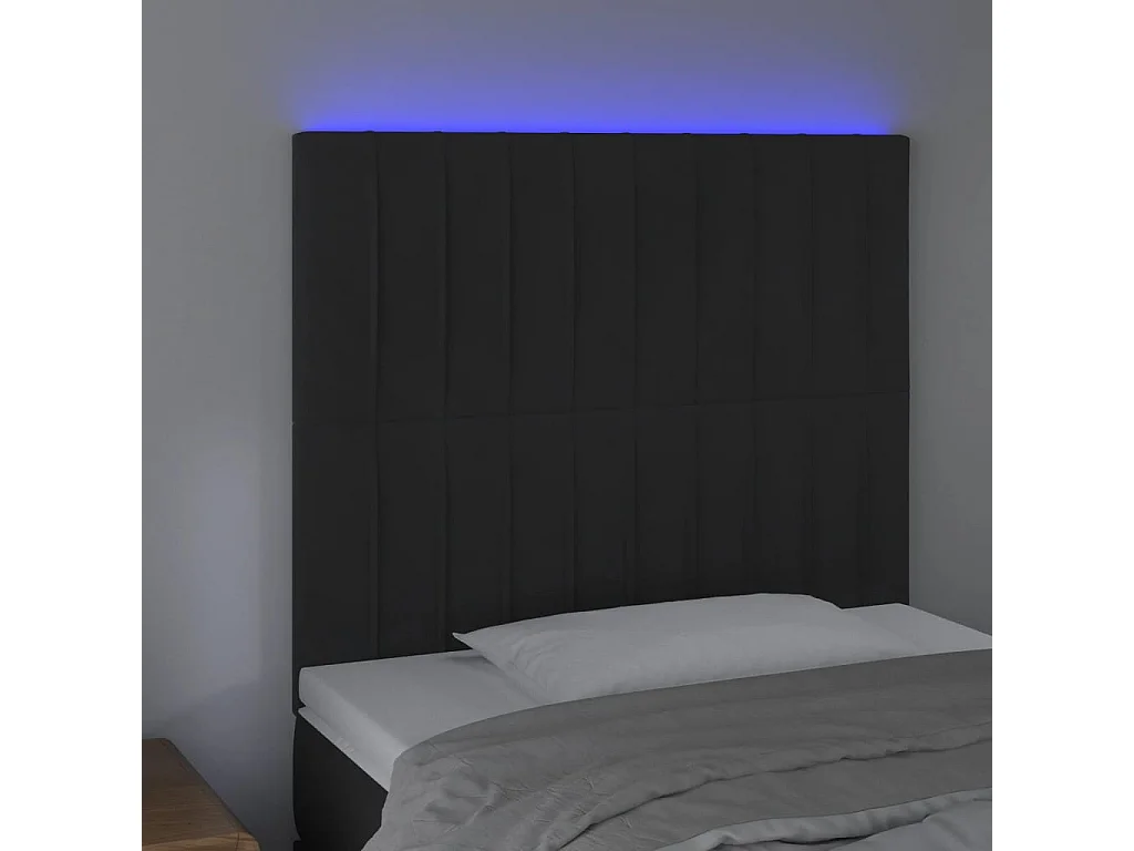 Cabeceira cama c/ LED veludo 80x5x118/128 cm preto PT536710
