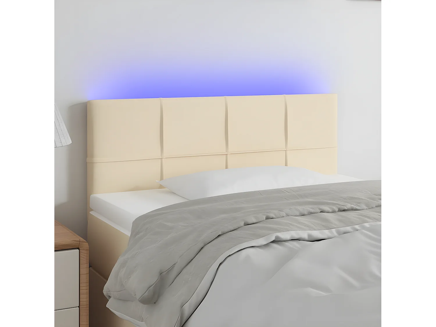 Tête de lit à LED Crème 100x5x78,88 cm Tissu LWE49984 BonneVie Meuble