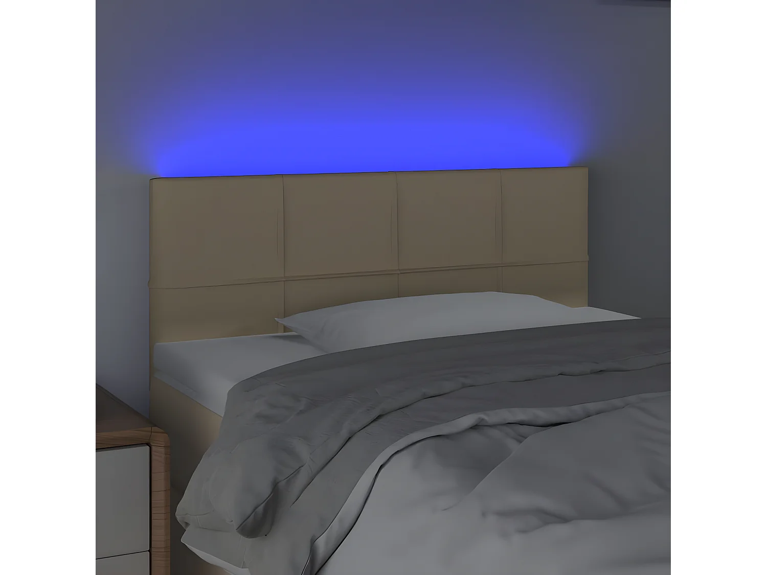 Tête de lit à LED Crème 100x5x78,88 cm Tissu LWE49984 BonneVie Meuble
