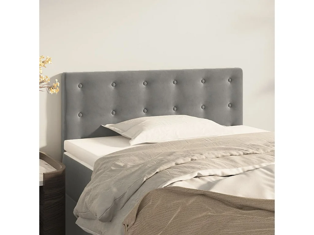 Cabeceira de cama veludo 90x5x78/88 cm cinzento-claro PT555126