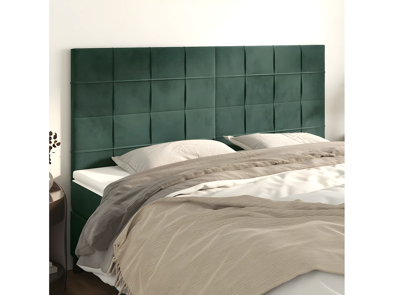 Cabeceira de cama 4 pcs veludo 80x5x78/88 cm verde-escuro PT430407