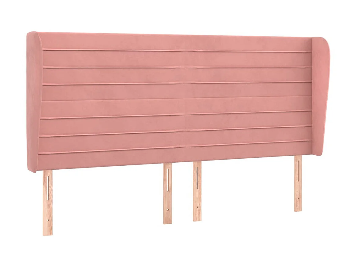 Tête de lit avec oreilles Rose 163x23x118/128 cm Velours POI53804 BonneVie Meuble