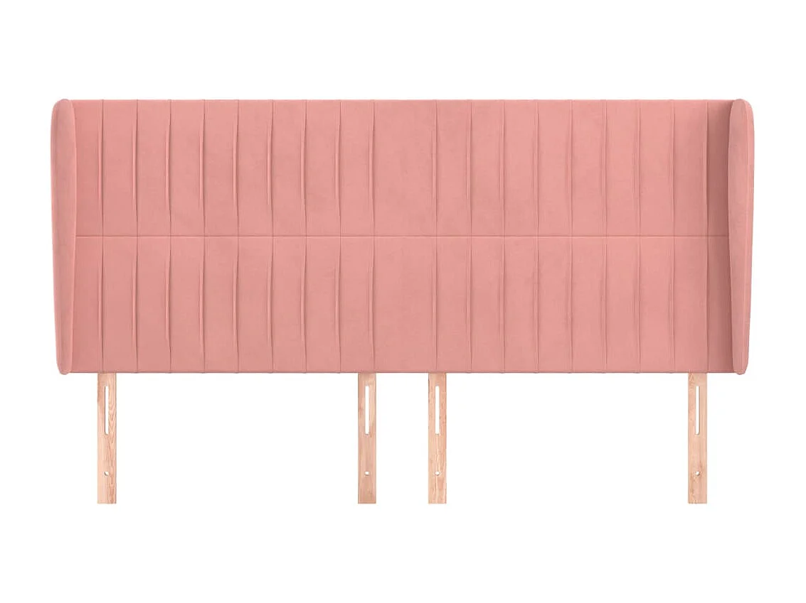 Tête de lit avec oreilles Rose 163x23x118/128 cm Velours POI45733 BonneVie Meuble