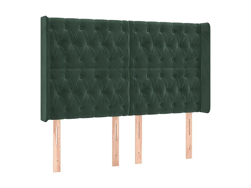 Kopfteil,Bettkopfteil mit Ohren Dunkelgrün 147x16x118/128 cm Samt -gkd544867