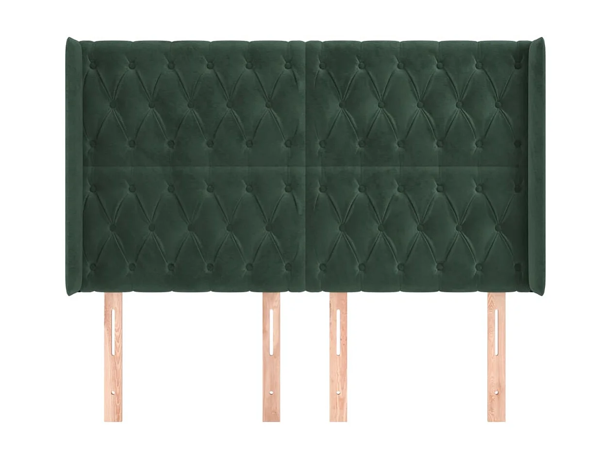 Kopfteil,Bettkopfteil mit Ohren Dunkelgrün 147x16x118/128 cm Samt -gkd544867