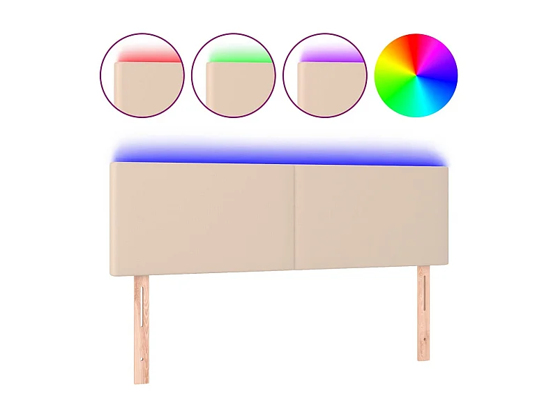 LED Kopfteil,Bettkopfteil Cappuccino-Braun 144x5x78/88 cm Kunstleder -gkd30161