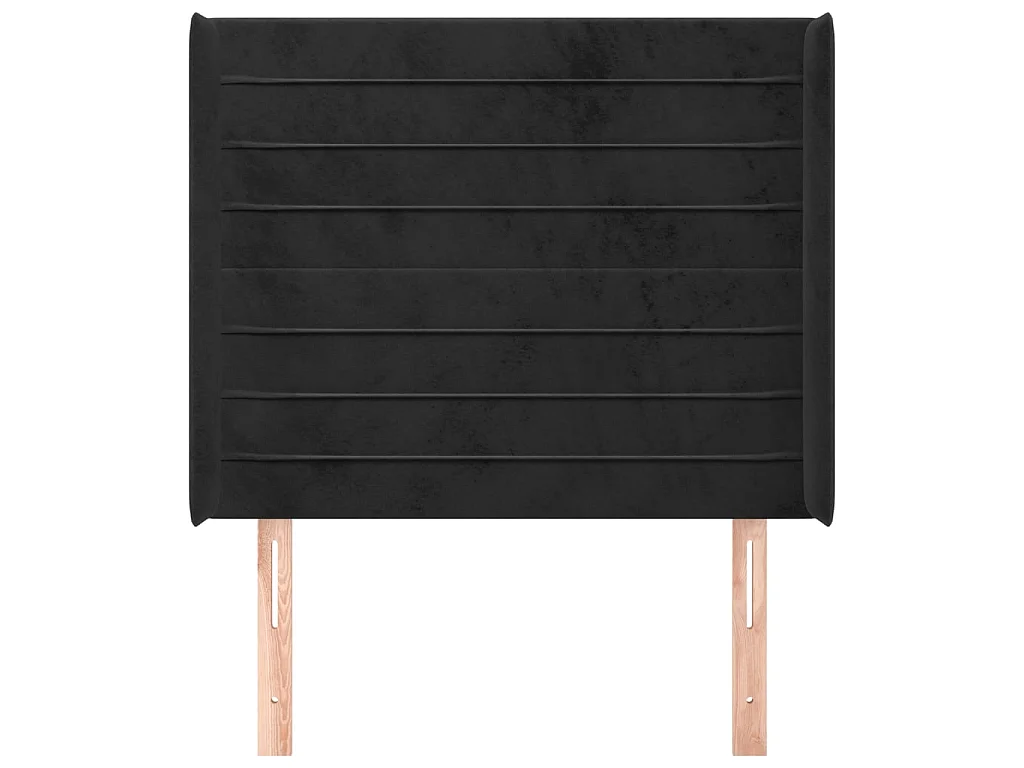 Cabecero con orejas de terciopelo negro 103x16x118/128 cm ES88413