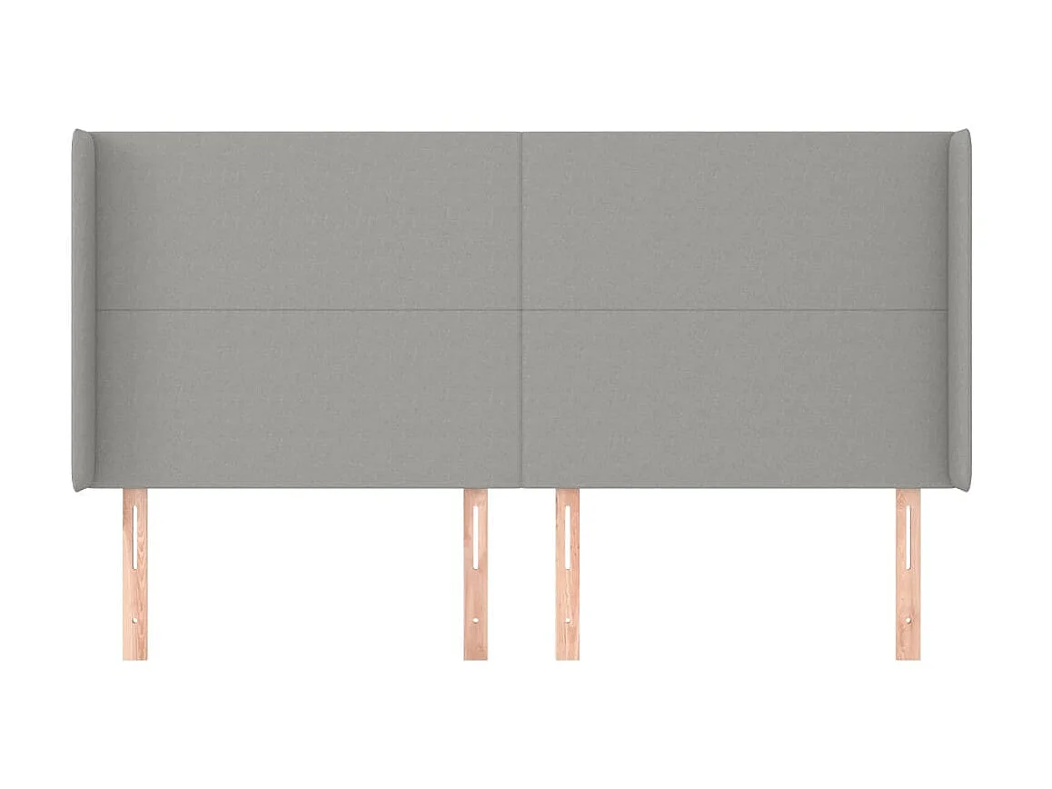 Kopfteil,Bettkopfteil mit Ohren Hellgrau 183x16x118/128 cm Stoff -gkd898092