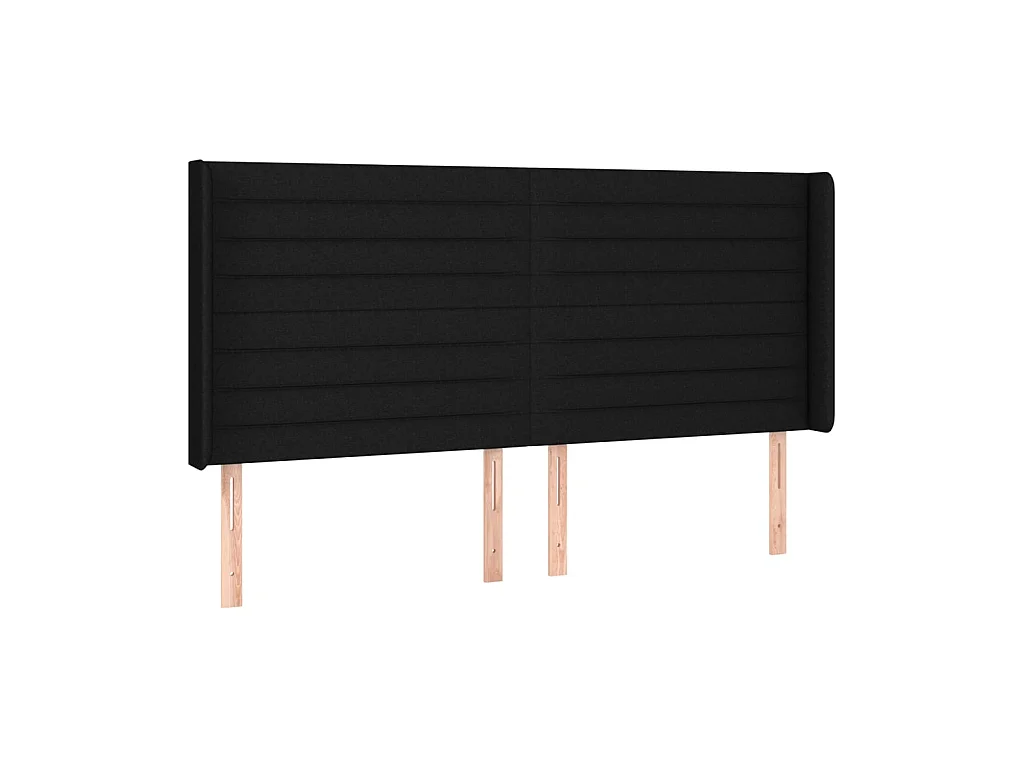 Testiera | Testata del letto ad Orecchio Nera 203x16x118/128 cm in Tessuto