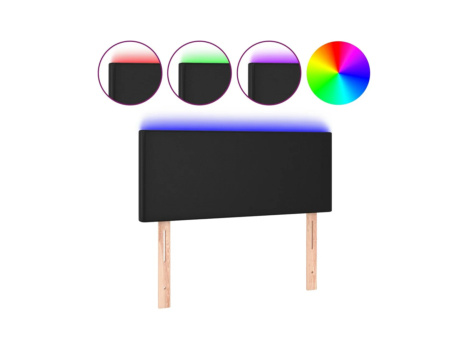 Tête de lit à LED Noir 90x5x78/88 cm Similicuir POI83753 BonneVie Meuble