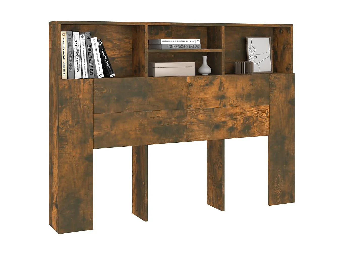 Armoire de tête de lit Chêne fumé 140x19x103,5 cm POI68342 BonneVie Meuble