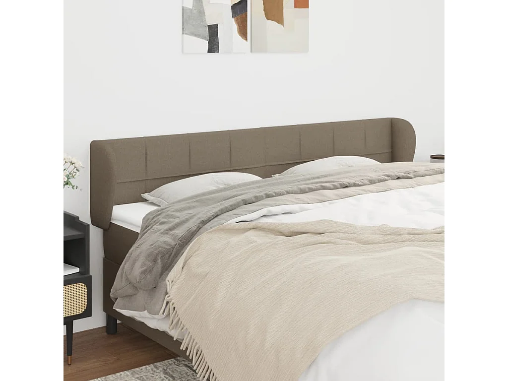 Tête de lit avec oreilles Taupe 163x23x78/88 cm Tissu POI97026 BonneVie Meuble