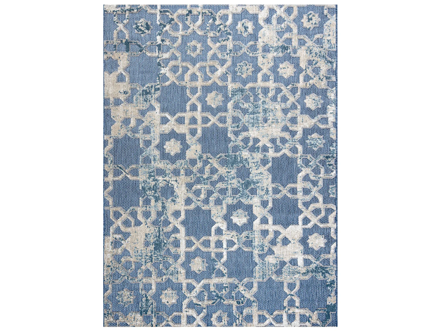Tapis Structural SOLE D3881 Ornement - tissé à plat bleu / beige 160x220 cm