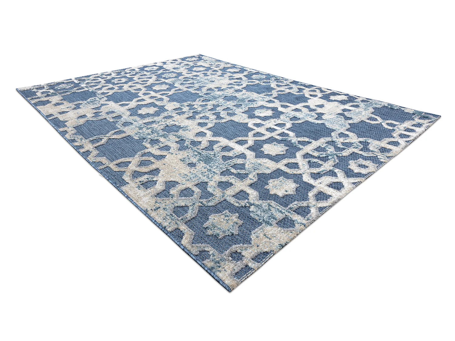 Tapis Structural SOLE D3881 Ornement - tissé à plat bleu / beige 160x220 cm