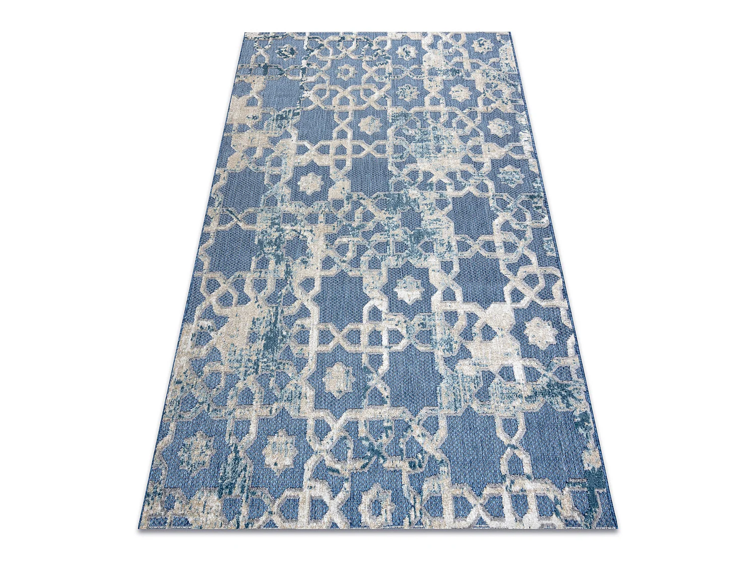 Tapis Structural SOLE D3881 Ornement - tissé à plat bleu / beige 160x220 cm