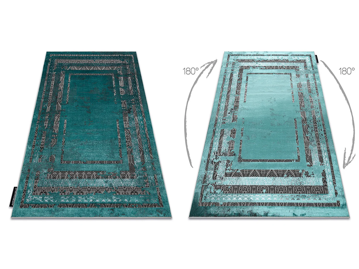 Tapete DE LUXE moderno 1516 Quadro vintage - Structural verde / antrac 180x270 cm