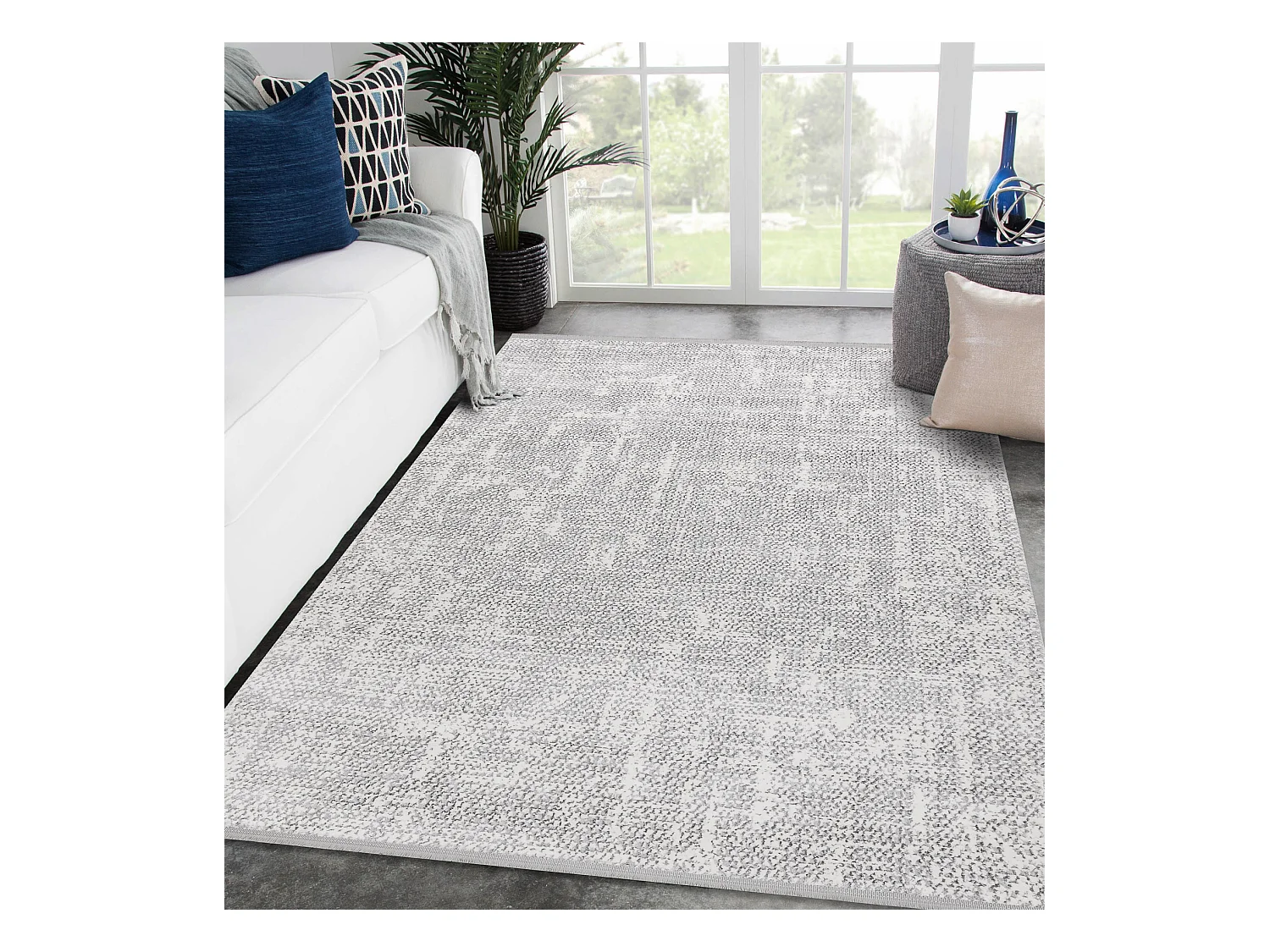 Modern Teppich TULS strukturell, Franse 51325 Melange elfenbein / grau 280x370 cm