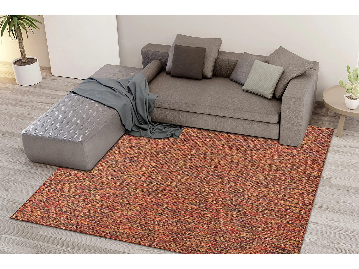 Moderno FISY alfombra sisal 20774 Cuadrícula, mezcla rojo 160x220 cm