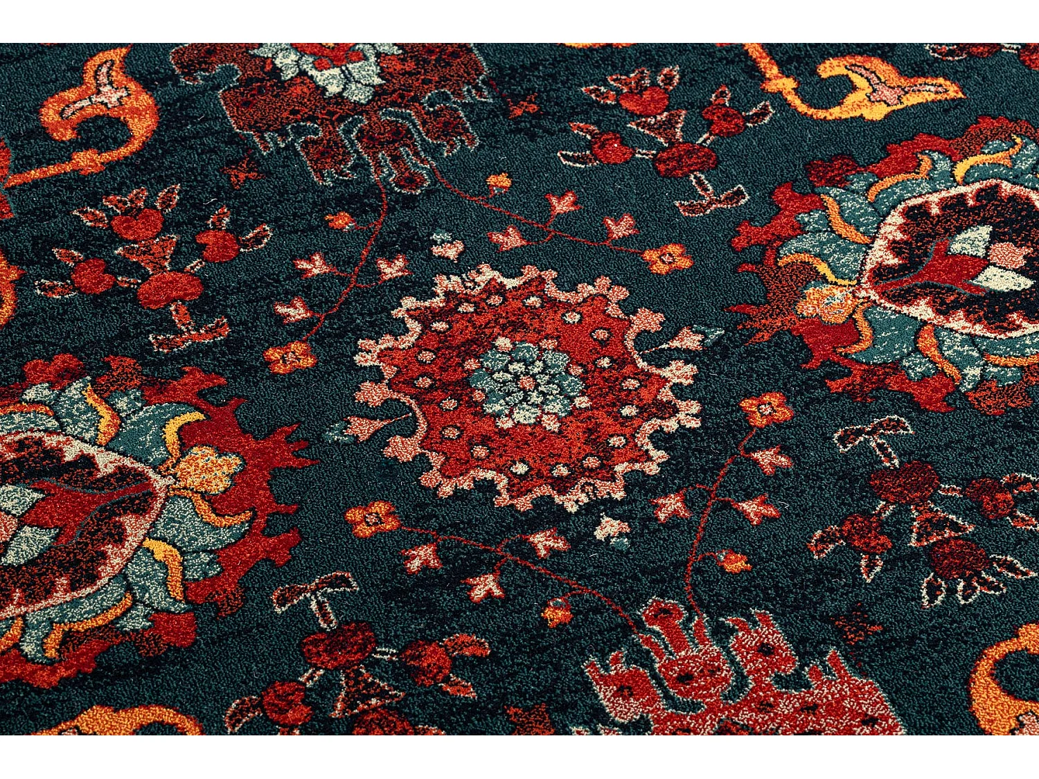 Tapis en laine POLONIA Tesoro Cadre bleu foncé  170x235 cm