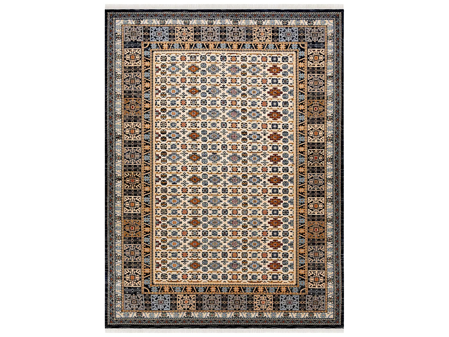 Tapijt KESHAN Frame oosters 6428/53551 beige / marineblauw 80x145 cm