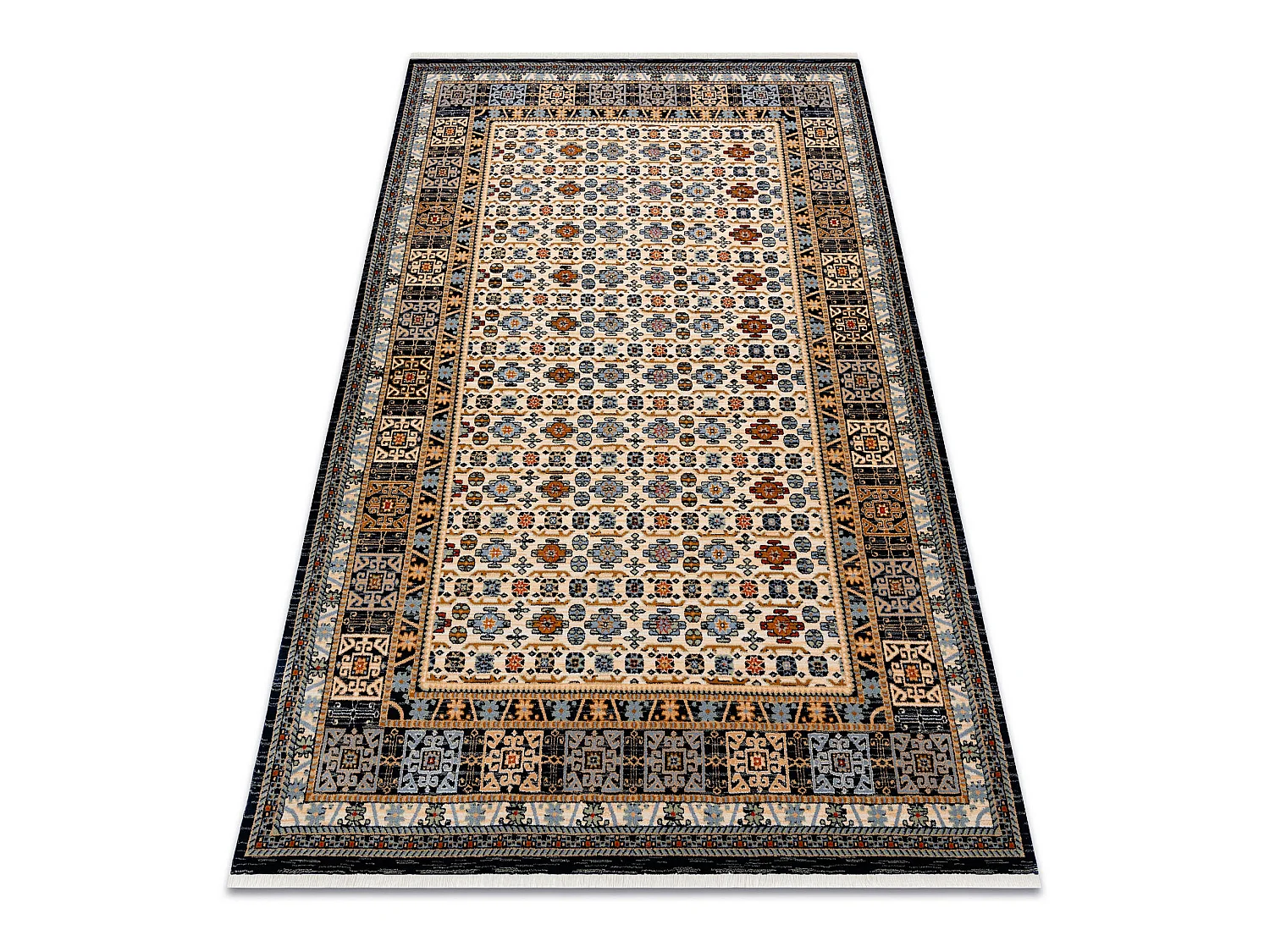 Tapijt KESHAN Frame oosters 6428/53551 beige / marineblauw 80x145 cm