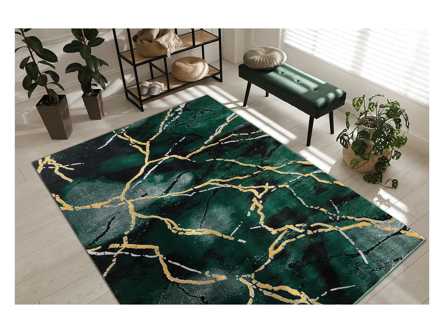 Tapis EMERALD exclusif 1018 glamour, élégant marbre bouteille verte  240x330 cm