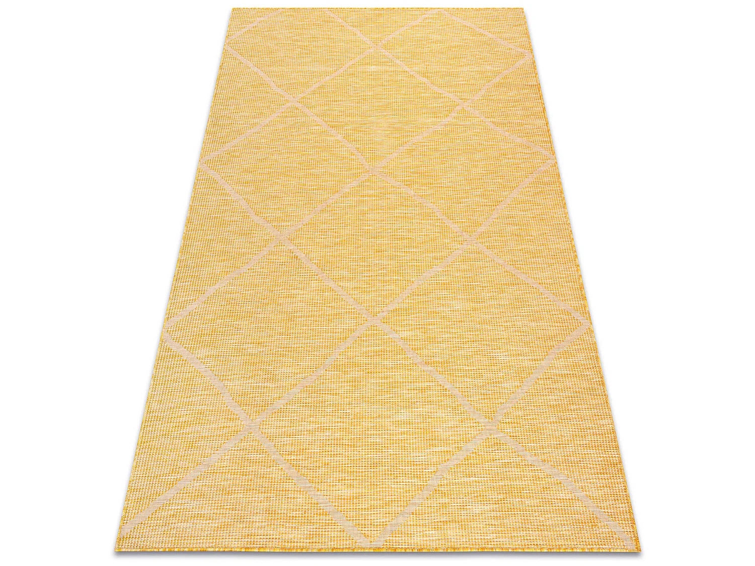 Tapis SIZAL PATIO 3075 diamants tissé à plat jaune / beige 136x190 cm
