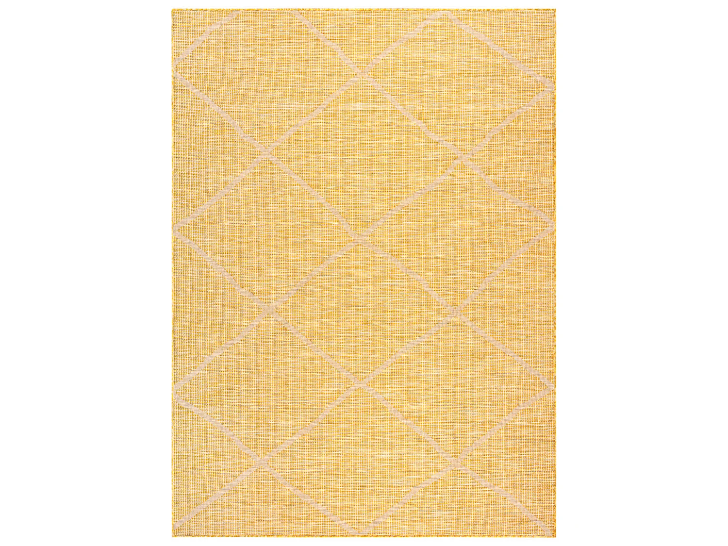Tapis SIZAL PATIO 3075 diamants tissé à plat jaune / beige 136x190 cm