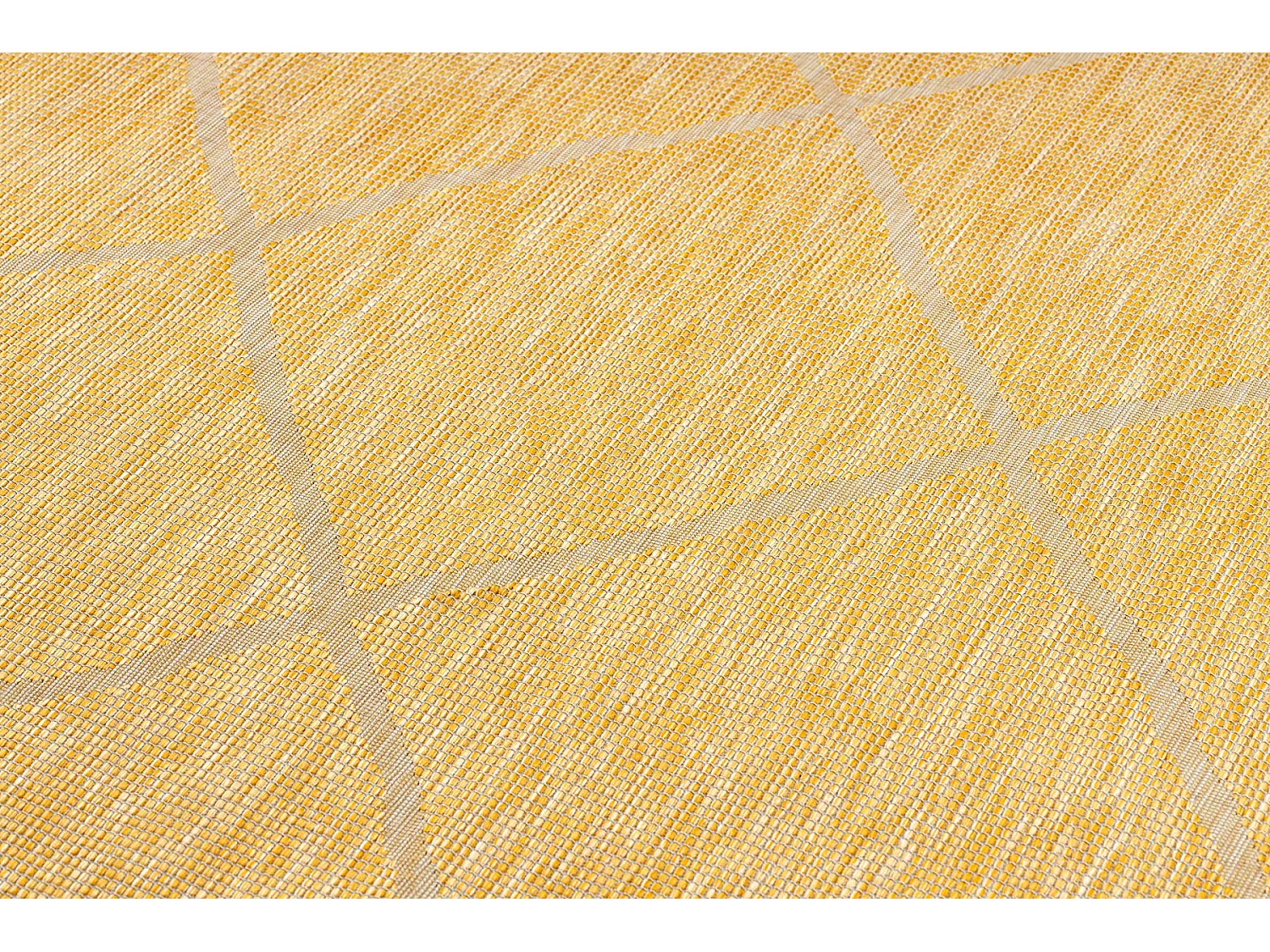 Tapis SIZAL PATIO 3075 diamants tissé à plat jaune / beige 136x190 cm
