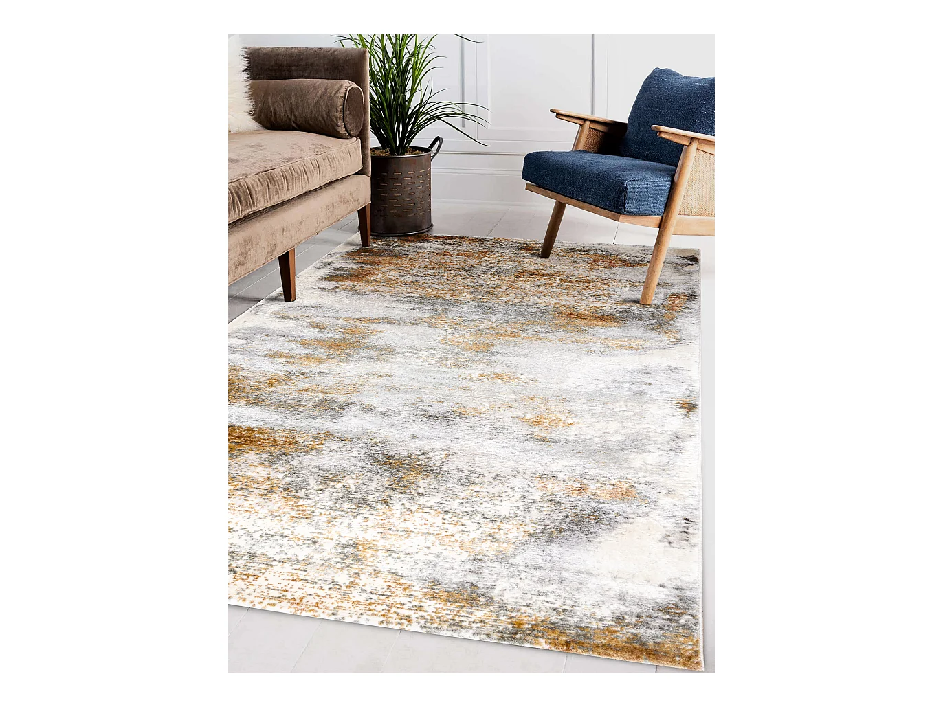 Tapis ACRYLIQUE ELITRA 8105 Abstraction vintage ivoire / orange  240x350 cm