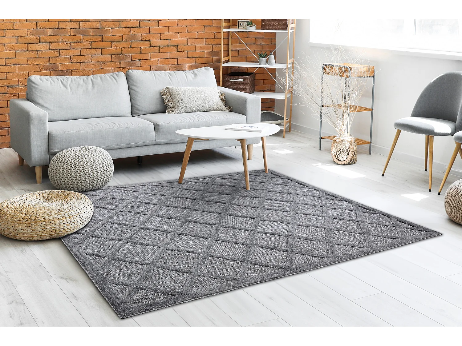 Tappeto SANTO SIZAL 58365 reticolo antracite 180x270 cm