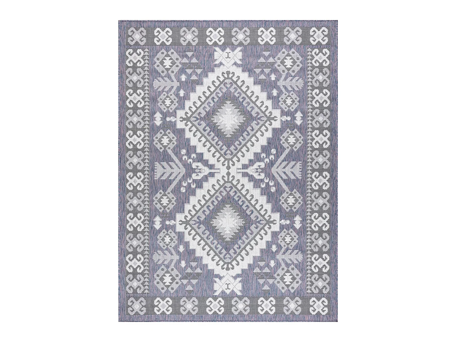 Tapis SIZAL SION aztèque 3007 tissé à plat bleu / rose / ecru 180x270 cm