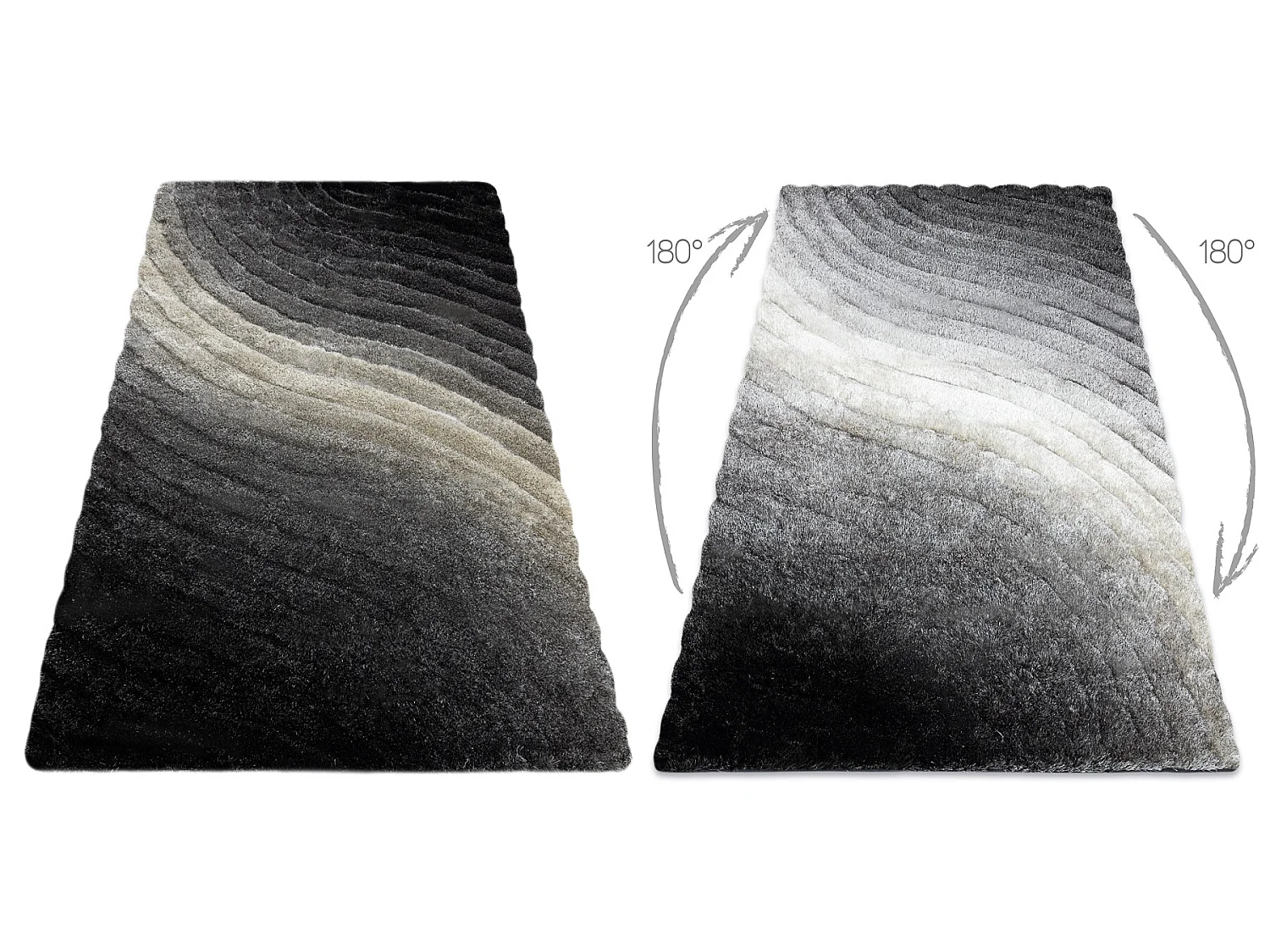 Tapijt shaggy FLIM 006-B1 modern, Golven - Structureel, grijs 160x220 cm