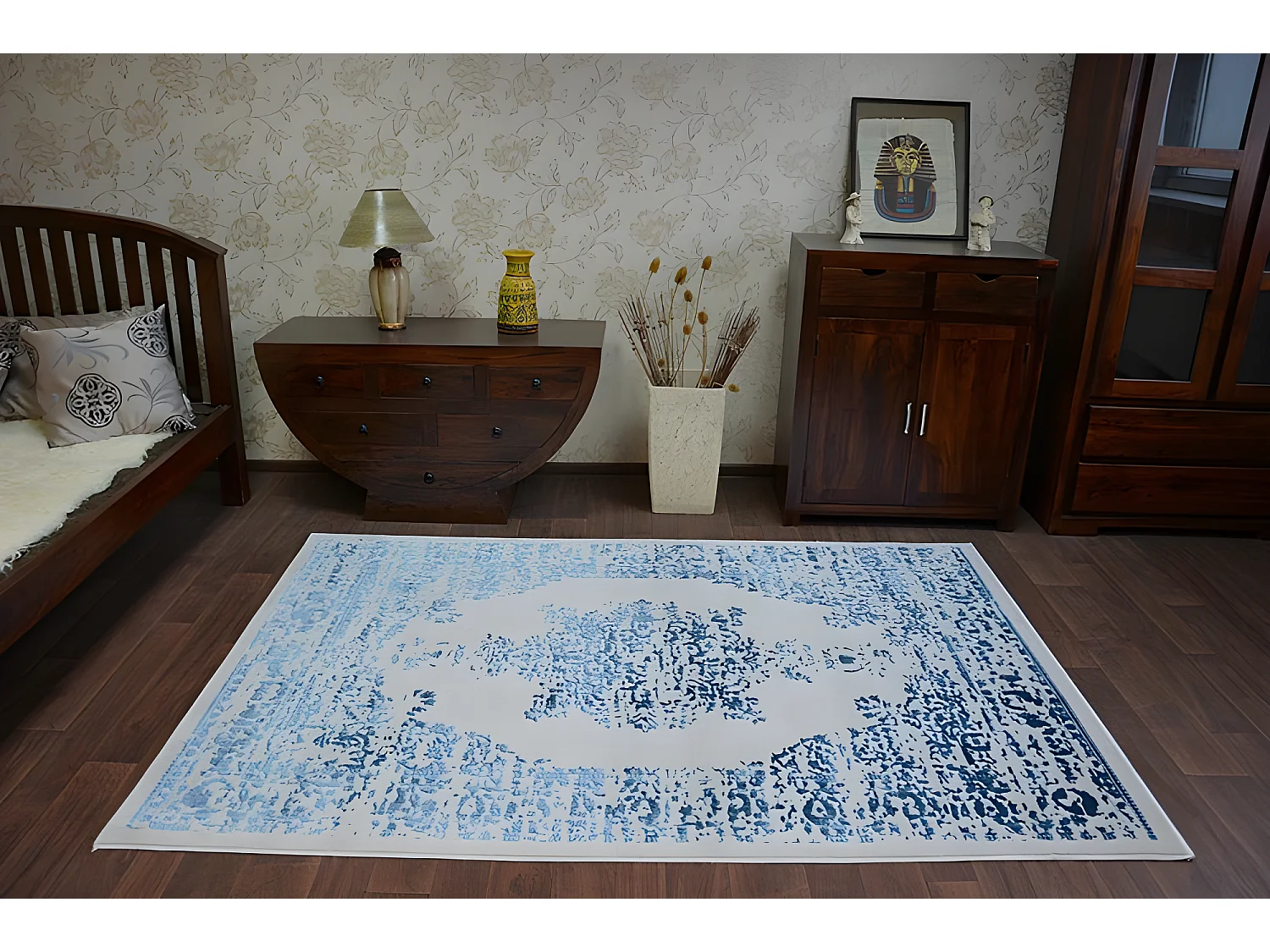 Tapijt ACRYL MANYAS 0917 zilver/Blauw 200x300 cm