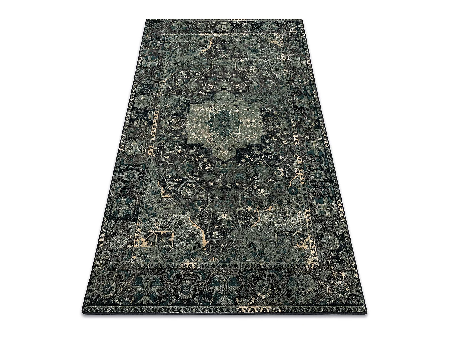 Tapis en laine POLONIA Dukato Ornement iron vert 200x300 cm