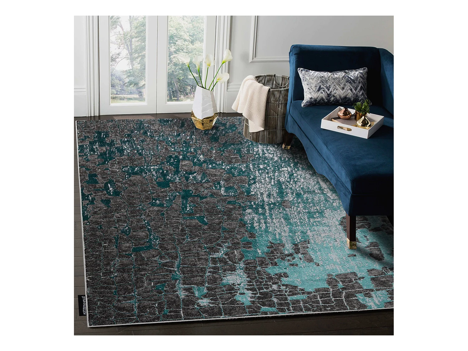 Tapis DE LUXE moderne 2079 vintage - Structural vert / anthracite 160x220 cm
