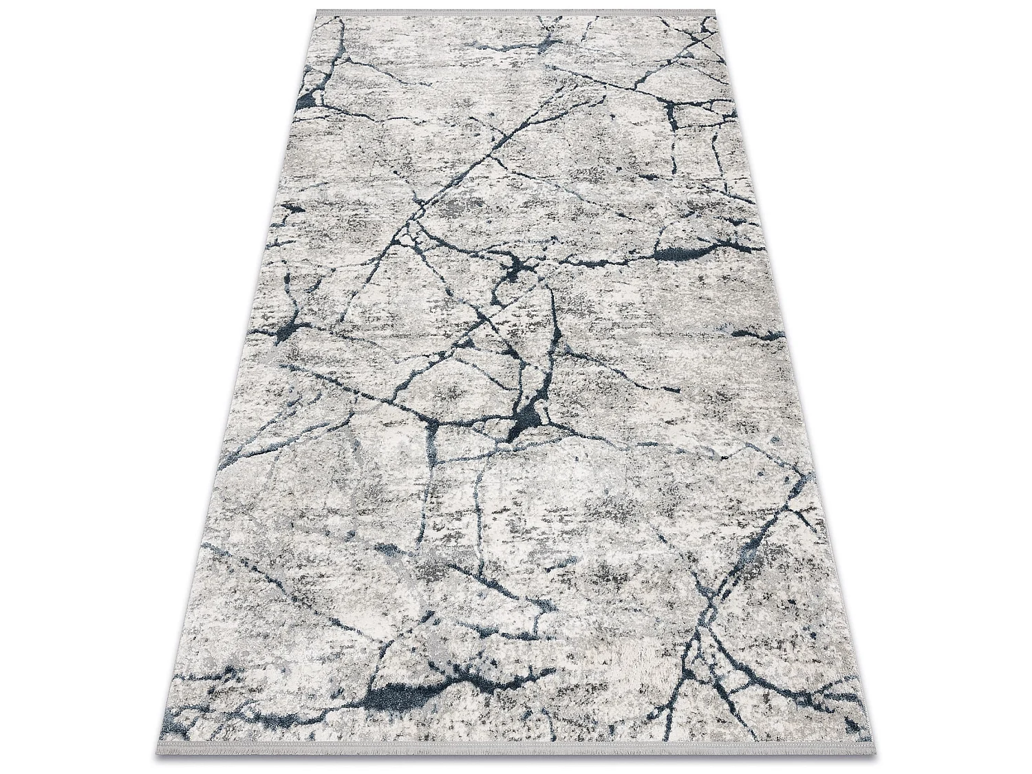 Tapis TULS structural, franges 51320 moderne, Marbre ivoire / bleu 180x270 cm