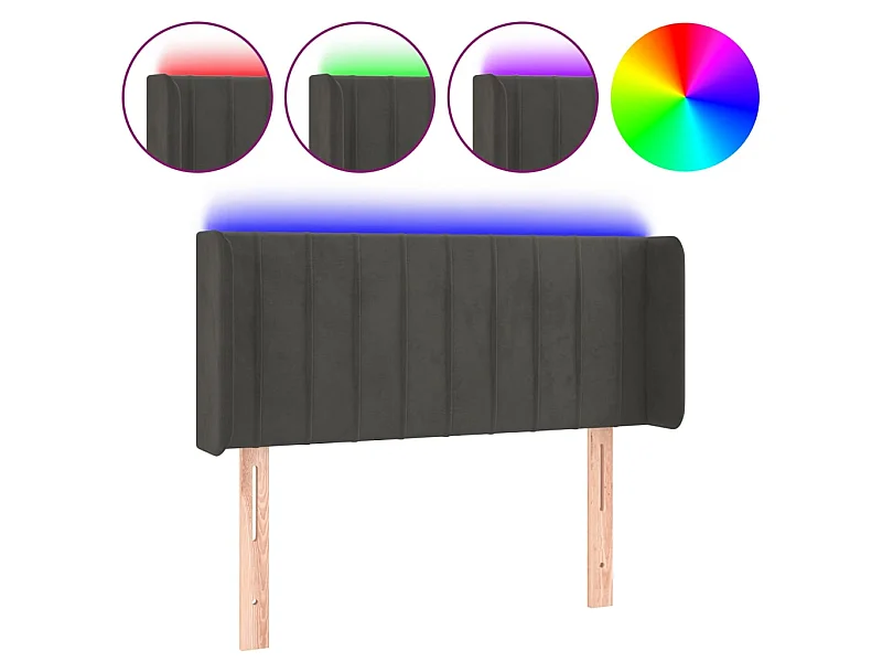 Tête de lit à LED Gris foncé 83x16x78/88 cm Velours POI48979 BonneVie Meuble