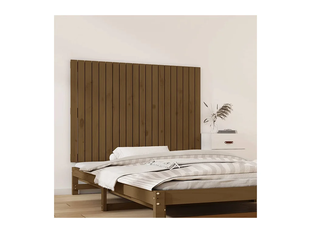 Cabeceira de parede 127,5x3x90 cm pinho maciço castanho-mel PT726507