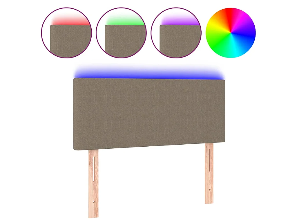 Cabeceira cama luzes LED tecido 100x5x78/88cm cinza-acastanhado PT392056