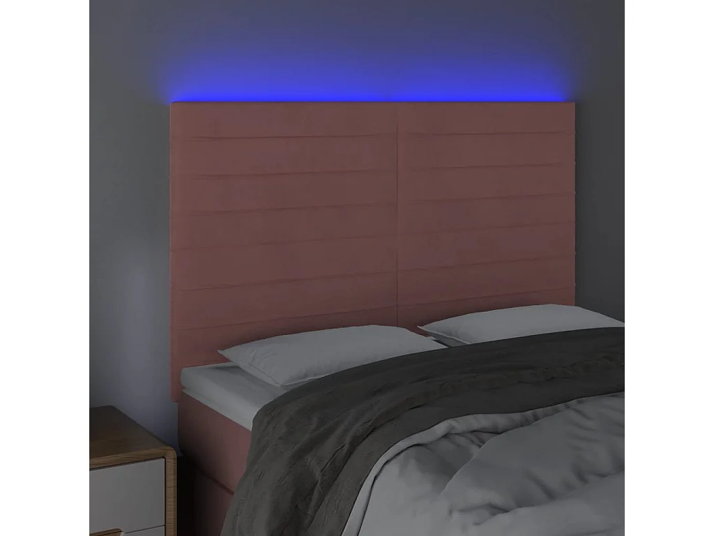 Hoofdbord LED 144x5x118/128 cm fluweel zwart NL372649