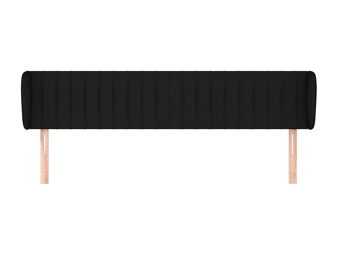 Tête de lit avec oreilles Noir 183x23x78/88 cm Tissu POI55942 BonneVie Meuble
