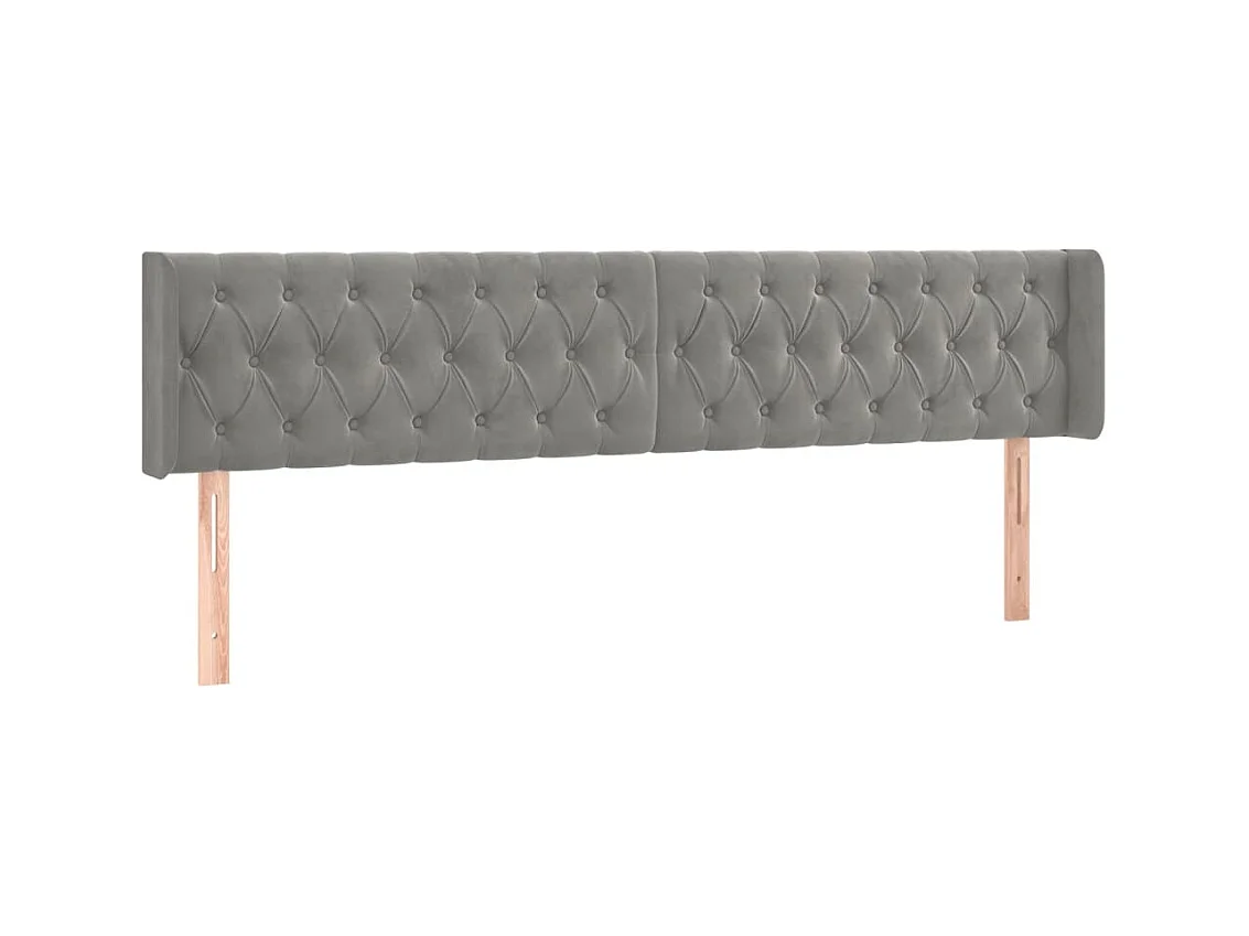 Hoofdbord met randen 203x16x78/88 cm fluweel lichtgrijs NL291802