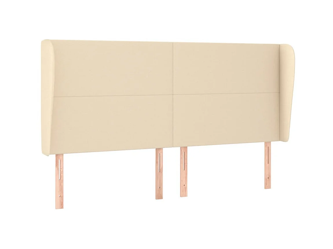 Testiera | Testata del letto ad Orecchio Crema 183x23x118/128 cm in Tessuto