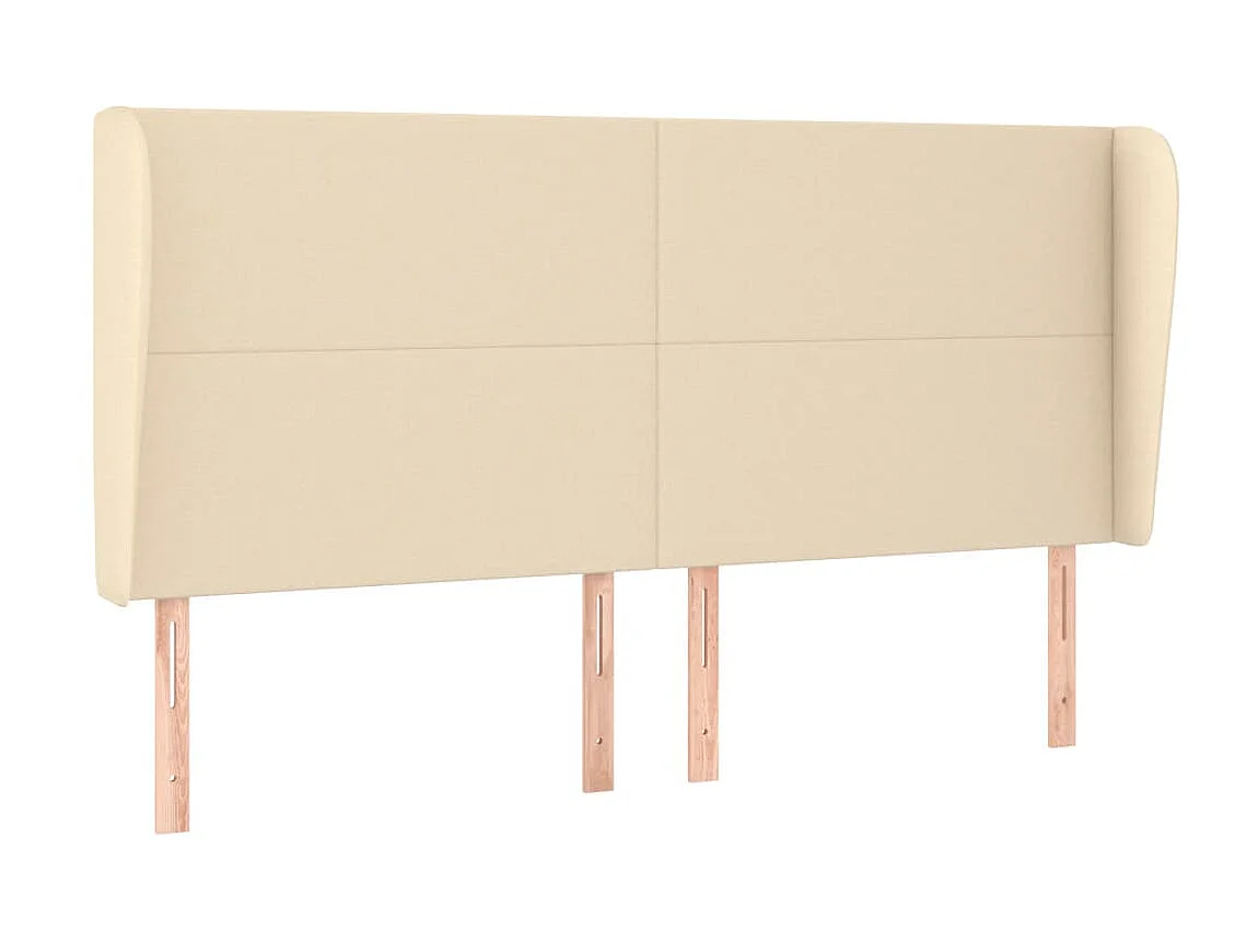 Tête de lit avec oreilles Crème 183x23x118/128 cm Tissu POI38830 BonneVie Meuble