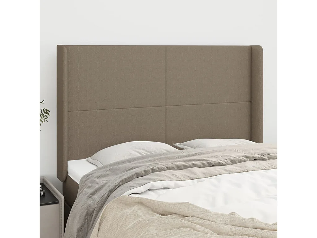 Tête de lit avec oreilles Taupe 147x16x118/128 cm Tissu POI56161 BonneVie Meuble