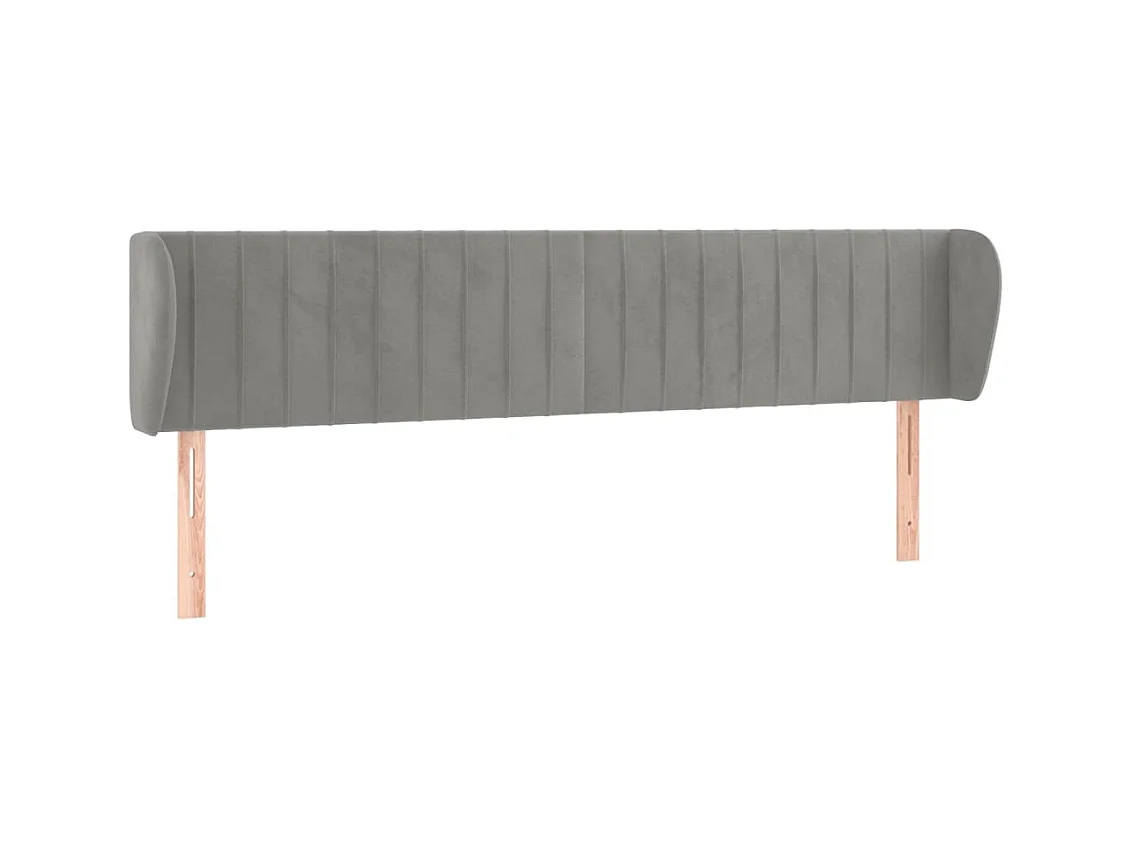 Testiera | Testata del letto ad Orecchio Grigio Chiaro 163x23x78/88 cm in Velluto