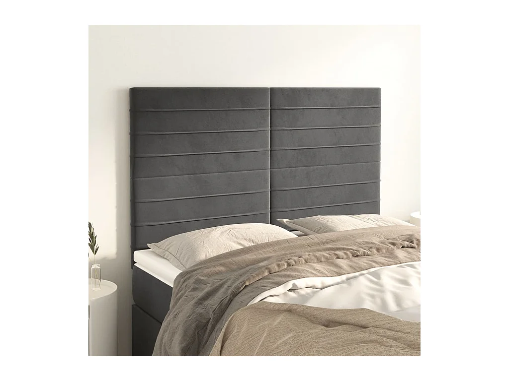 Cabeceros 4 unidades terciopelo gris oscuro 72x5x78/88 cm ES11660